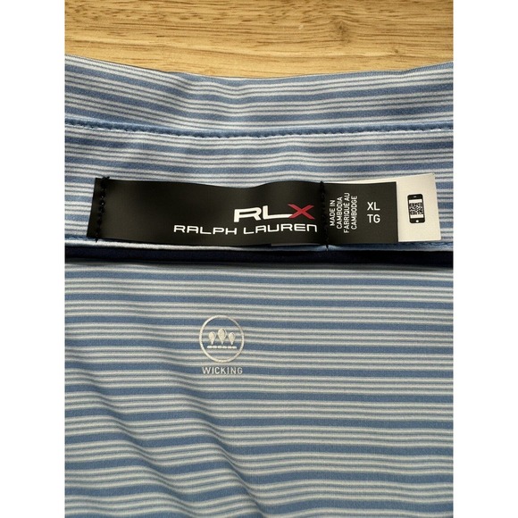 RLX Ralph Lauren Golf Polo Blue Stripe Men's‎ XL Cactus Logo Arizona Desert - Picture 3 of 5